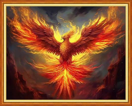Dimensean Stamped Cross Stitch Kits Full Range of Embroidery Patterns Starter Kits for Beginners Adult DIY Cross Stitches Needlepoint Kits 11CT-Fire Phoenix 16x20 inch