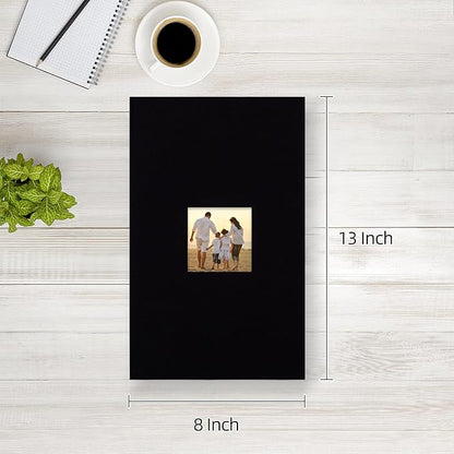 potricher Small Photo Album 4x6 300 Photos Linen Cover Picture Photo Book for Family Wedding Anniversary Baby Vacation (Black,300 Pockets)