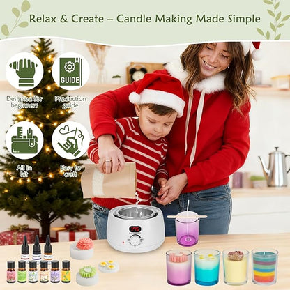 ZEROMX Candle Making Kit for Adults Beginners – 1200g Soy Wax, Digital Wax Melting Pot, Floral Candle Molds, Gift Boxes, Premium Candle Making Supplies, Complete DIY Set, Christmas Craft Gifts