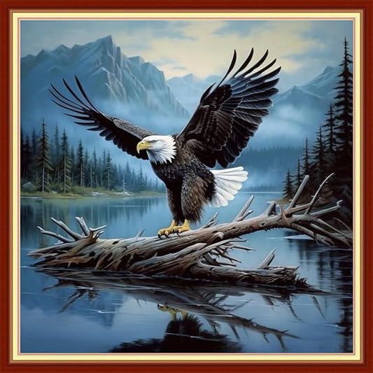 Dooxvey Cross Stitch Kits for Adults Stamped Full Range of Embroidery Starter Kits for Beginners 11CT Printed Cross Stitch Patterns Needlepoint Kits Stamped Crossstitching-Eagle Lake 18x18 inch