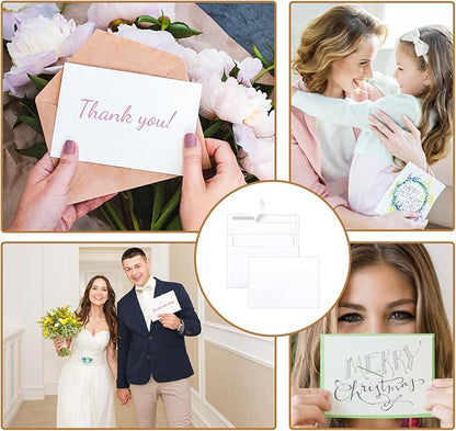 White Blank Note Cards and Envelopes 5 x 7 Heavyweight Single Panel Cardstock and A7 Envelopes Printable Self Seal 20 Packs for Wedding Invitations, Birthday, Thank You Cards, Baby Shower