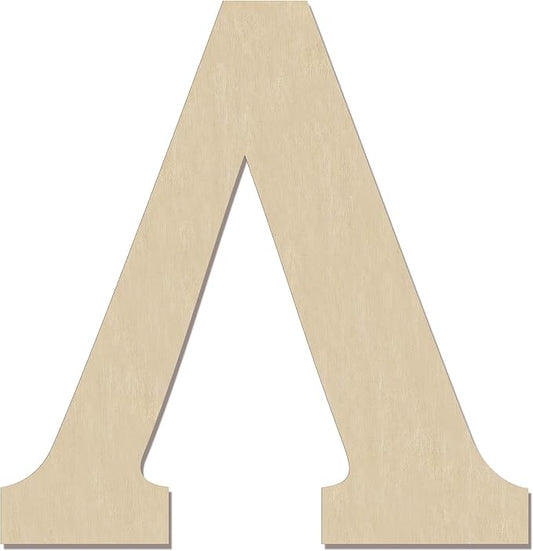 HILAZA 12 Inch Large Wooden Greek Letters, Unfinished Big Wood Letters for Wall Decor, DIY Crafts, Parties Wedding Christmas Home Decoration, Letter Lambda (Λ)
