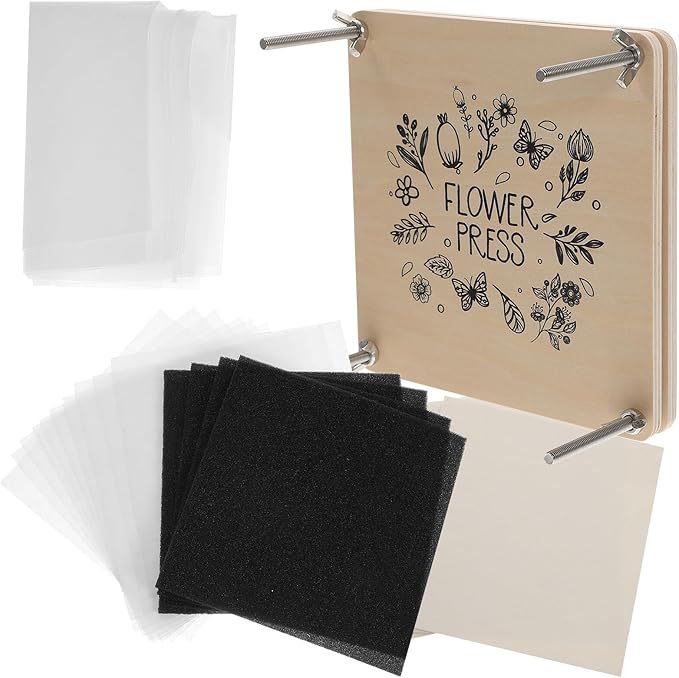 Abaodam Portable Flower Press Kit for Specimen Making Dried Flower and Leaf Pressing Tool Easy Carry DIY Craft for Adults for Scrapbooks Cards Wedding Decor