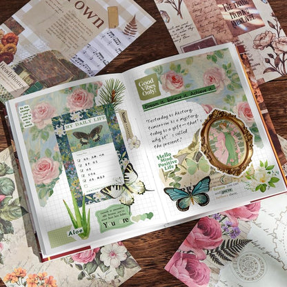 Vintage Floral Journal Supplies & Scrapbook Kit for Adults - Papers, Stickers, Ephemera for DIY Collage, Junk Journal and Art Projects-Green - Image 5