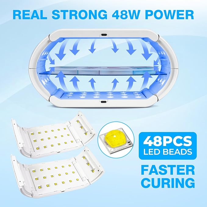 JDiction UV Light for Resin, Wireless UV Resin Lamp with 48 LED Beads, Long Time Setting (1min, 3min, 5min, 10min), Rechargeable 48W Powerful Cordless Curing Tool for Jewelry Making Crafts