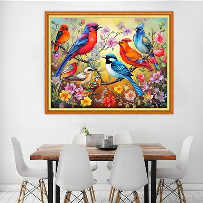 Dooxvey Cross Stitch Kits for Adults Beginners,Full Range of Cross-Stitch Stamped Kits Needlepoint Kits for Beginners Embroidery Kits 11CT Cross Stitch Patterns-Birds and Flowers 16x20 inch