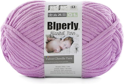 6 Super Bulky Velvet Chenille Yarn for Crocheting - 1 Skein of 200g/7 oz - Ultra Soft Heavy Weight Chunky Knitting Yarn for Baby Blankets, Amigurumi, Home Decor（Pale Purple，1 Skein）