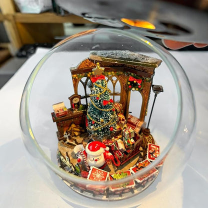 CUTEROOM DIY Miniatures Dollhouse Kit for Adults-Christmas Prologue, Doll House DIY Miniature Building Kit with LED, Birthday Valentine's and Christmas Day Gift for Adult