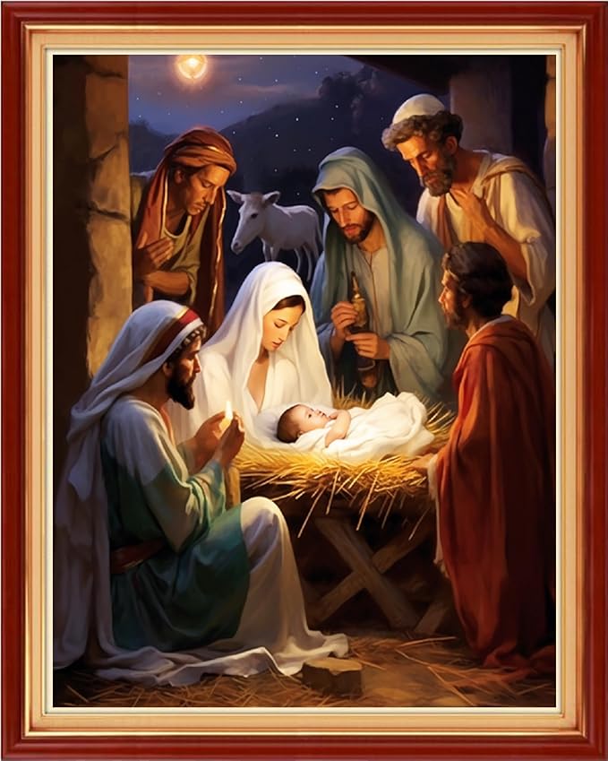 Dooxvey Cross Stitch Kits for Adults Stamped Full Range of Embroidery Starter Kits for Beginners 11CT Printed Cross Stitch Patterns Needlepoint Kits Stamped Crossstitching-Great Nativity 16x20 inch