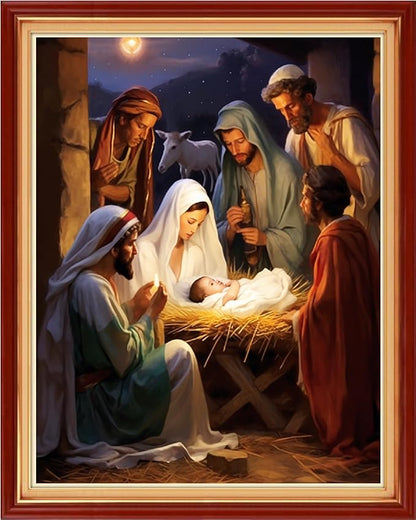 Dooxvey Cross Stitch Kits for Adults Stamped Full Range of Embroidery Starter Kits for Beginners 11CT Printed Cross Stitch Patterns Needlepoint Kits Stamped Crossstitching-Great Nativity 16x20 inch