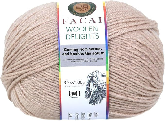 Facai Blend Merino Wool Yarn for Knitting - Worsted Weight,197yds (3.5oz) Ball, Ideal for Sweaters, Scarves, and Accessories (1, Off-White)