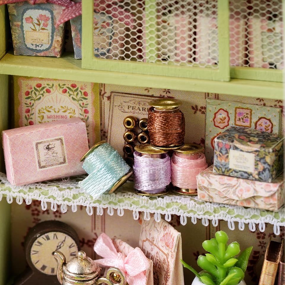 DIY Miniature Dollhouse Kit, 1:24 Scale Handmade Craft Model Floral Reverie, Creative 3D Wooden Puzzle Building Set for Adults, Compact Home Decor Gift - Image 6