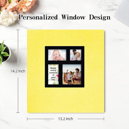 potricher Photo Album 4x6 1000 Photos Linen Cover Large Capacity Picture Albums for Family Wedding Anniversary Baby Vacation (Yellow)