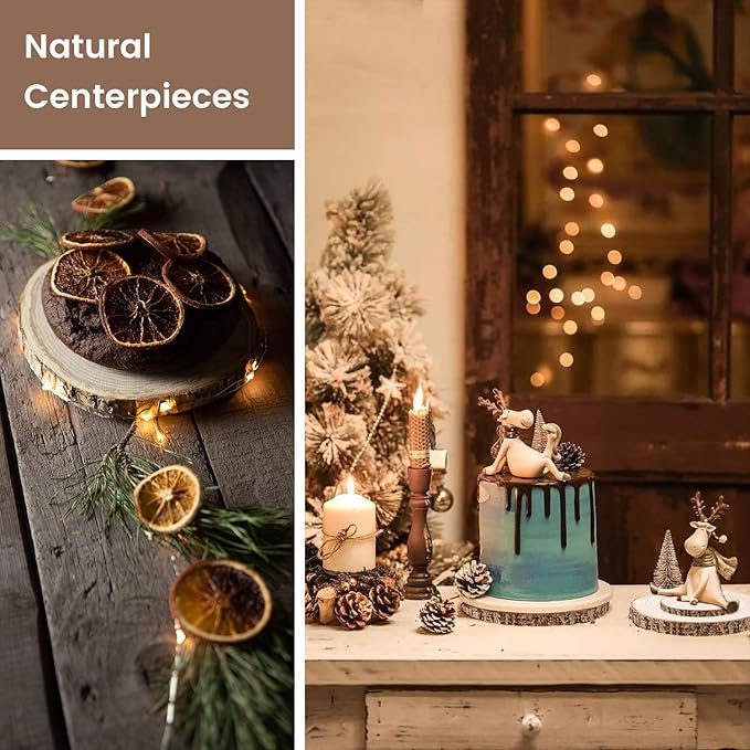 Maputune 8 Pcs 6-7 in Large Unfinished Wood Slices for Centerpieces, Natural Rustic Wooden Plate for DIY Craft, Round Wood Chips for Signage Painting Wedding Party Christmas Decor