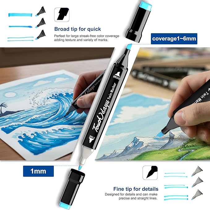 Alcohol Markers,80 Colors Dual Tip Art Marker,Drawing Sketching Coloring Artist Pens and Underlining,Art Markers for Adults Drawing Marker Coloring Painting Perfect with Broad and Fine Tips for Adult