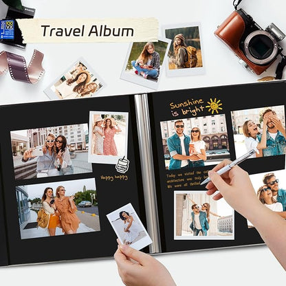 RECUTM Scrap Book Photo Albums 30 Pages for Multiple Photo Sizes 4x6 5x7 8x10 Handmade Self Adhesive Pages Button Grain Leather Scrapbook Baby Family Wedding Anniversary Photo Book (White)