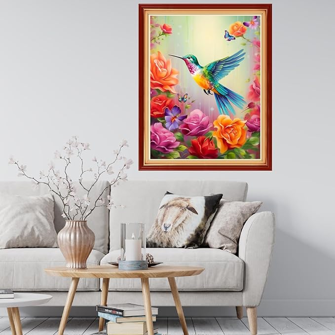 Findvoor Stamped Cross Stitch Kits for Beginner Embroidery Kits for Beginners Adults DIY 11CT Cross Stitch Patterns Needlepoint Kits Crossstitching Kits-Hummingbirds Honey 16x20 inch