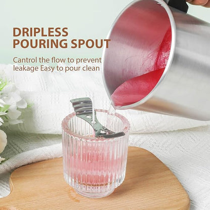 SAEUYVB Light Candle Making Pouring Pot, Holds for 4 pounds, Aluminum Wax Melting Pot with Heat-Resistant Handle and Dripless Pouring Spout for Candle Making，3L