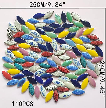 500g/1.1lb Random Color Irregular Ceramics Mosaic Tiles,DIY Making Creative Ceramic Mosaic Tiles for DIY Craft Plates Flowerpots Vases Cups Mosaic Making Supplies (Leaf)