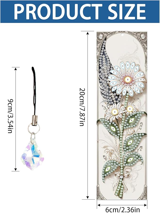4-Pack 5D Flower Diamond Painting Bookmarks Kit, DIY Diamond Art Bookmarks with Colorful Diamond Gems and Tassels, Floral Bookmark Making Set for Adults, Gift for Book Lovers