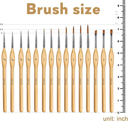 Miniature Paint Brushes, 15PCS Model Brushes Detail Paint Brush Set, Fine Detailing for Watercolor, Oil, Face, Acrylic, Nail, Line Drawing, Scale Model Painting