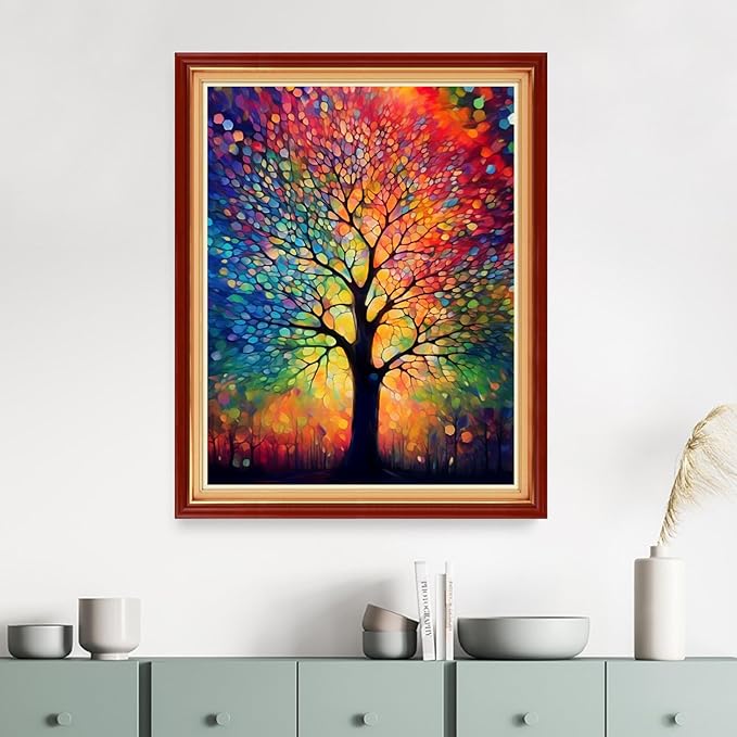 Dimensean Stamped Cross Stitch Kits Full Range of Embroidery Patterns Starter Kits for Beginners Adult DIY Cross Stitches Needlepoint Kits 11CT- Colorful Night Light Tree 16x20 inch