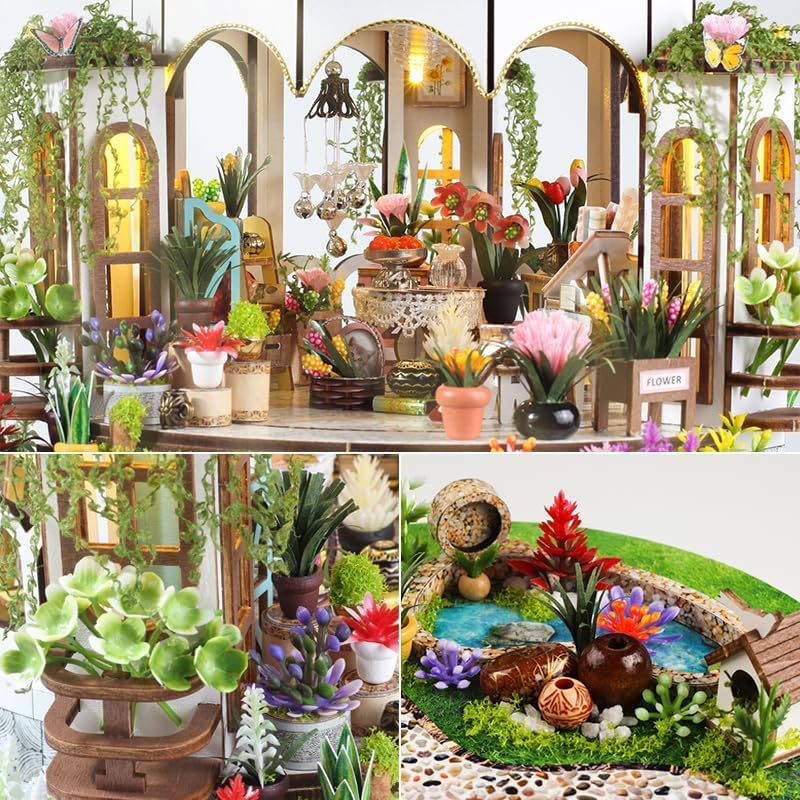 Hanging Garden DIY Miniature Dollhouse Kit, Dollhouse Kit with LED - Image 3