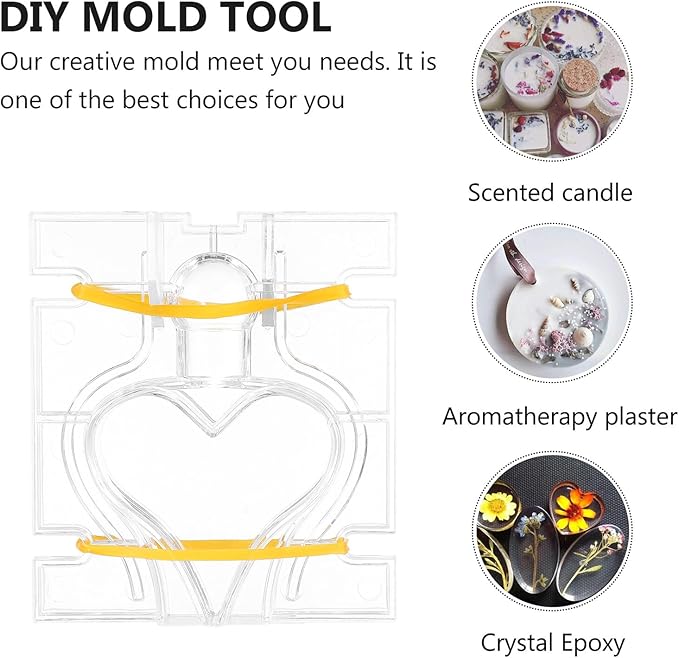 Sewroro Reusable Plastic Candle Mold for DIY Handmade Crafts Small Heart-Shaped Mold with Smooth Surface Flexible and Mould for Candle Making and Wax Melts