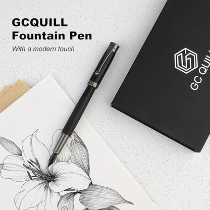 GC QUILL Fountain Pen Set - Fine & Medium Nibs, Includes 18 Ink Cartridges, Ink Refill Converter & Syringe Filler, Gift for Writing, Journaling & Calligraphy MU-13