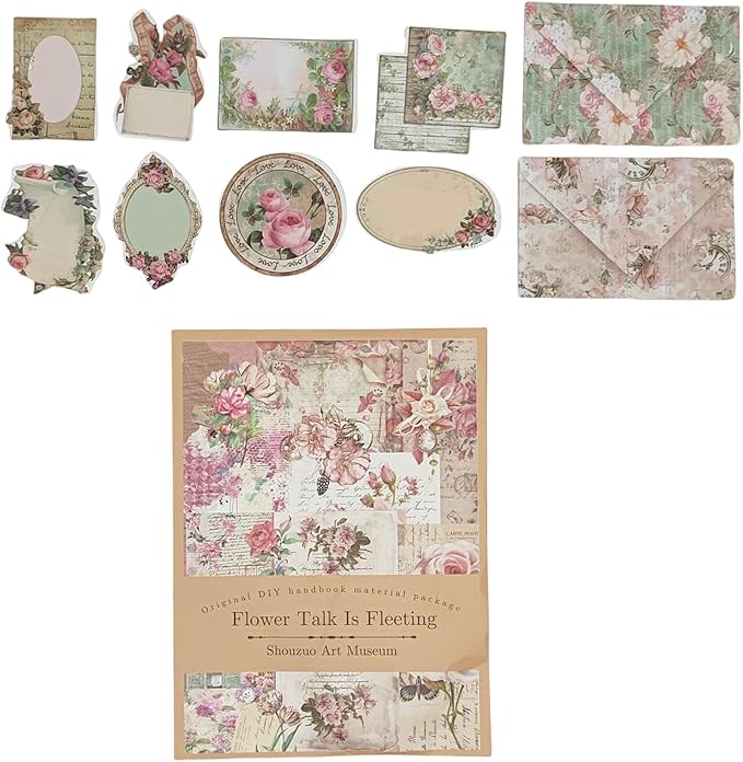 100 Pieces Vintage Scrapbook Supplies Ephemera Pack for Junk Journal Planners Scrapbooking Paper Stickers for Art Aesthetic Journaling Kit Collage Decoupage Album (Flower)