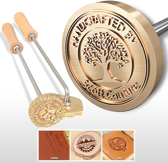 KAINSY Custom Wood Branding Iron, Personalized Metal Burning Stamp for Leather Food Bread Making Wood, Flame Heat Stamp with Your Logo Design, Customized Gift for Wedding Handcraft Lover(1.5 inches)