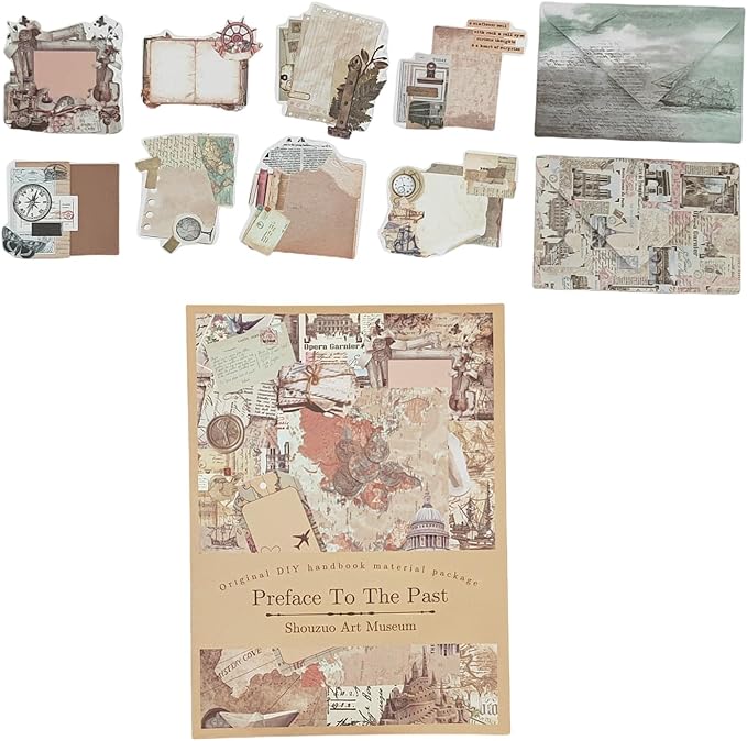 100 Pieces Vintage Scrapbook Supplies Ephemera Pack for Junk Journal Planners Scrapbooking Paper Stickers for Art Aesthetic Journaling Kit Collage Decoupage Album (Old Story)