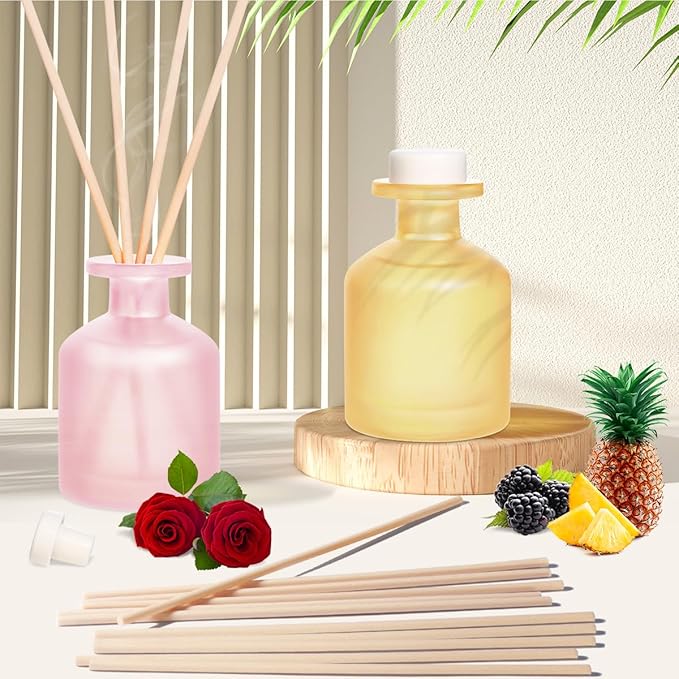 YISOWUH Reed Diffuser - BlackBerry Pineapple & Ebony Rose 3.38oz (100ml) 2 Packs Essential Oil Reed Diffuser Set with 16 Sticks, Long Lasting Fragrance for Home, Bathroom, Bedroom, Room, Decor