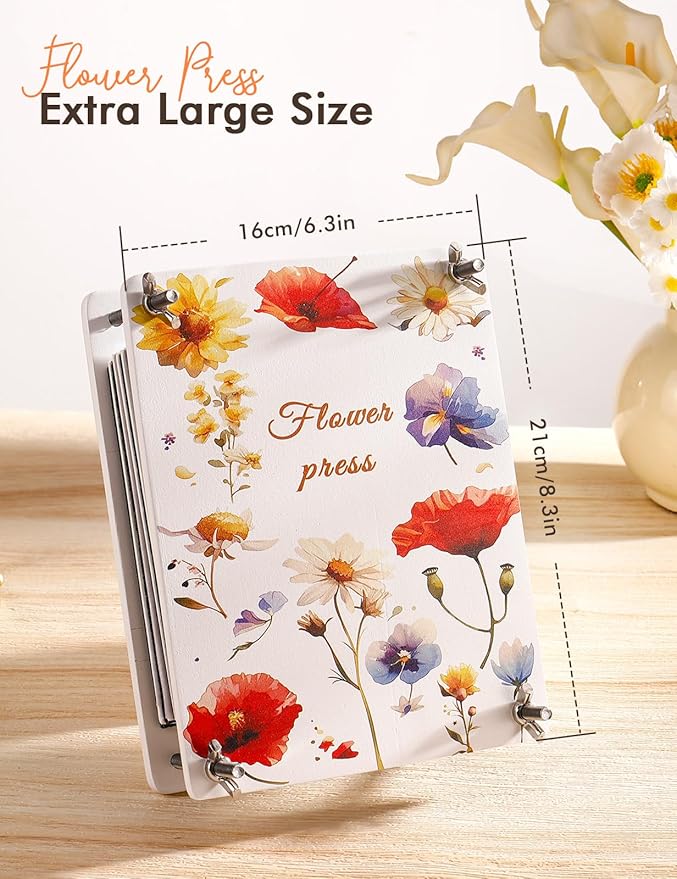 wtisan Flower Press Kit: Wooden Flowers Pressing for Adults, 6 Layers 10.6"x6.9" DIY Wedding Bouquet Flowers Preservation, Colorful Pressed Flower Kits Gift for Nature Drying Lovers