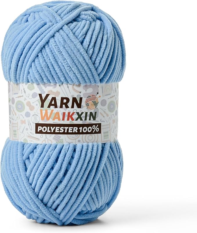Soft Chenille Yarn for Crocheting, Fluffy Chunky Crochet Yarn for Baby Blanket, (1.76oz/65.6yds) Fuzzy Velvet Yarn for Amigurumi&DIY Puzzle、Crafts、Scarf(Azure)