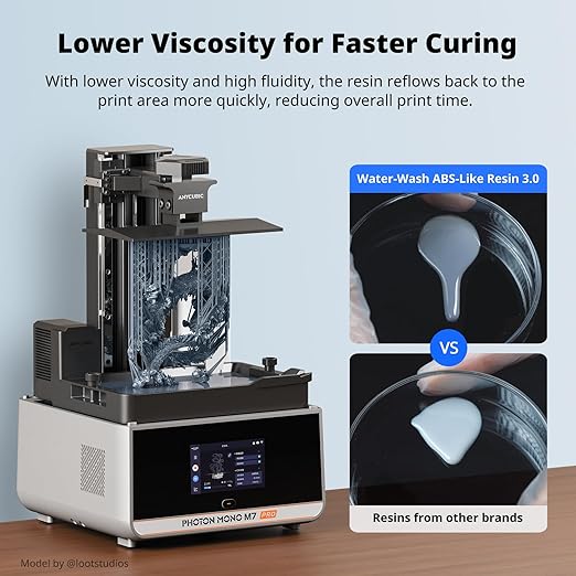 ANYCUBIC Water Washable ABS-Like Resin 3.0, 3D Printer Resin, High Toughness and High Precision, Easy to Post-Process, Low Odor, Wide Compatibility for All LCD 3D Printers (Gray, 1kg)