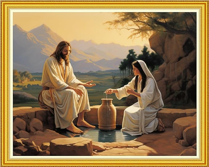 DMCVIVR Stamped Cross Stitch Kits for Beginners Adults Needlepoint Kits for Beginners Embroidery Kits for Adults Crossstitch Kit for Beginners 11CT-Jesuit Women 16x20 inch