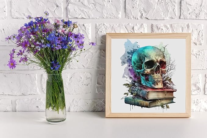 Moohue Stamped Cross Stitch Kits for Adults Clearance Skull 14CT Pre Printed Cross Stitch Kits for Beginners (Skull 2)
