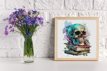 Moohue Stamped Cross Stitch Kits for Adults Clearance Skull 14CT Pre Printed Cross Stitch Kits for Beginners (Skull 2)