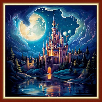 Funart Stamped Cross Stitch Kits for Beginners Full Range of Cross Stitching Preprinted Embroidery Kits for Adults, 11CT Embroidery Pattern Needlepoint Kits-Colorful Castle 16x20 inchs