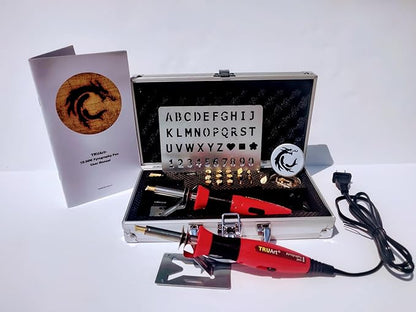 TRUArt Wood and Leather Pyrography Pen Set - Best Woodburning and Leather Crafts Burner Tool Kit - 35 Different Tips - Dual Power Mode - 30W and 15W, Gourd (Aluminum Case)