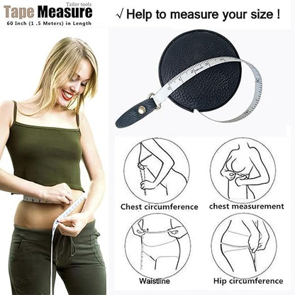 Tape Measure for Body Measuring Medical Body Cloth Tailor Craft Dieting Measuring Tape, 60 Inch/1.5 M Dual Sided Measuring Tape for Body Fabric Sewing（2 Pieces，Black）