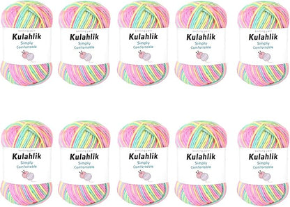 500g(10x50g) Acrylic Yarn for Crocheting and Knitting, Colorful Gradient Yarn Thread, 10 Rolls Skeins, Multicolor Hilo Acrílico, Perfect for DIY Crafts Project