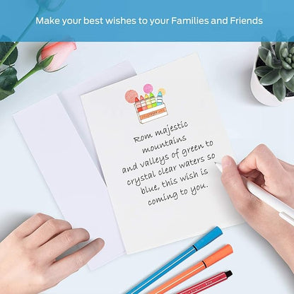 Ohuhu Blank White Cards and Envelopes 100 Pack - 4" x 6" Heavyweight Folded Cards and A4 Envelopes for DIY Greeting Cards Wedding Birthday Invitations Baby Shower Thank You Cards and All Occasions