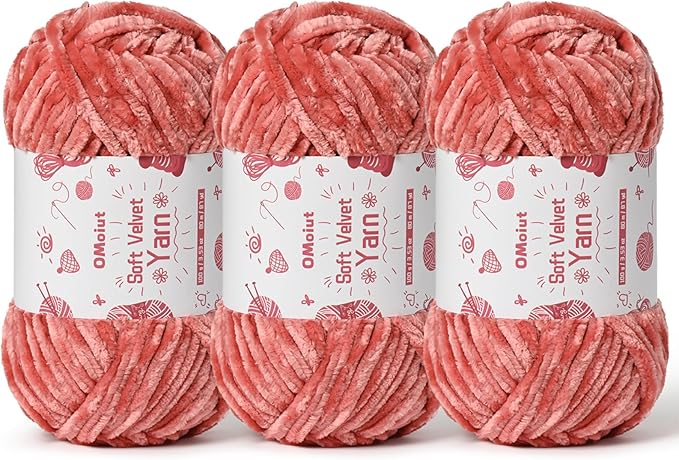 3x100g Fluffy Velvet Chenille Yarn for Crocheting and Knitting, 3x87.4yd Baby Yarn for Crocheting Soft, Crochet Chunky Yarn Amigurumi Yarns (3 Gray Pink)
