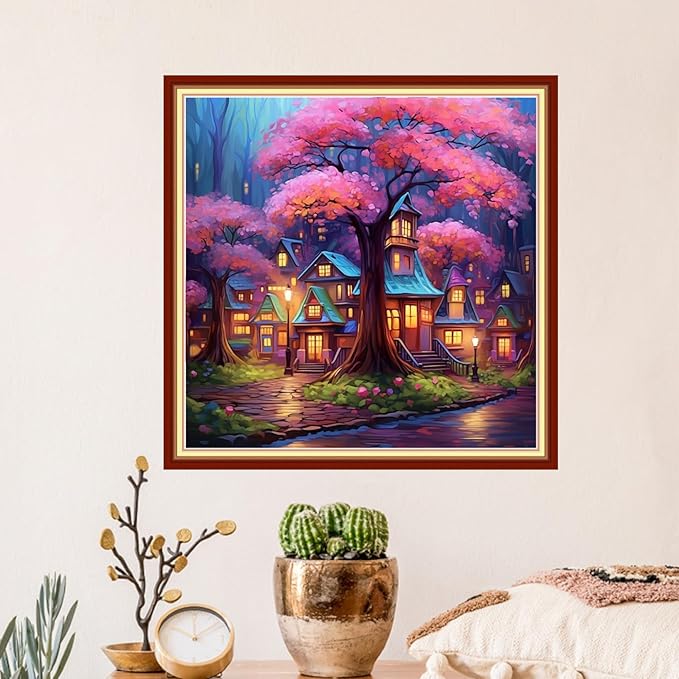 Artvxeay Stamped Cross Stitch Kits | Embroidery Kits for Beginners Craft Kit Needlepoint for Adults Supplies DIY 11CT-(Dream Cabin 18x18 inch)