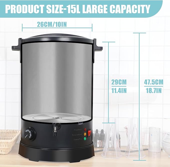 TOAUTO 30Lbs Commercial Wax Melter for Candle Making Large Electric Wax Melting Pot for Candle Making Business with Temperature Control & Quick Pour Spout
