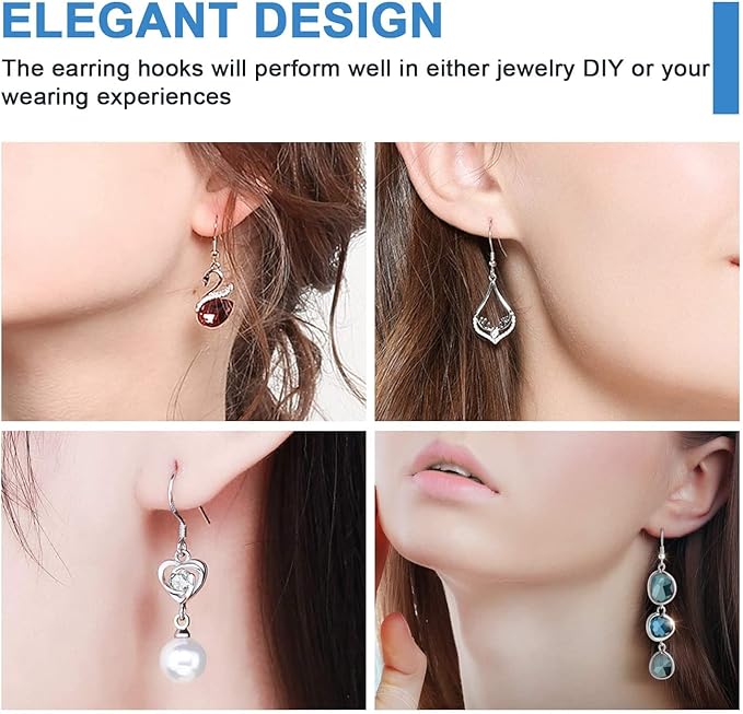 925 Sterling Silver Earring Hooks, 750PCS Earring Hooks Kit 250PCS/125Pairs Hypoallergenic Earring Hooks with 250PCS Silver Open Jump Rings and 250PCS Rubber Earring Backsfor Jewelry Making