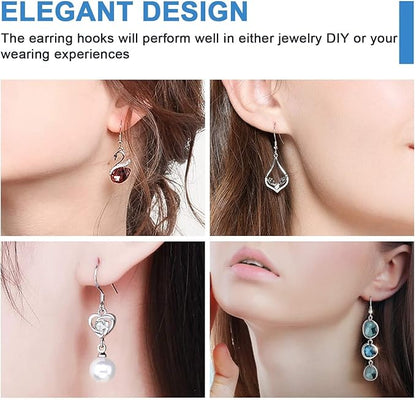 925 Sterling Silver Earring Hooks, 750PCS Earring Hooks Kit 250PCS/125Pairs Hypoallergenic Earring Hooks with 250PCS Silver Open Jump Rings and 250PCS Rubber Earring Backsfor Jewelry Making