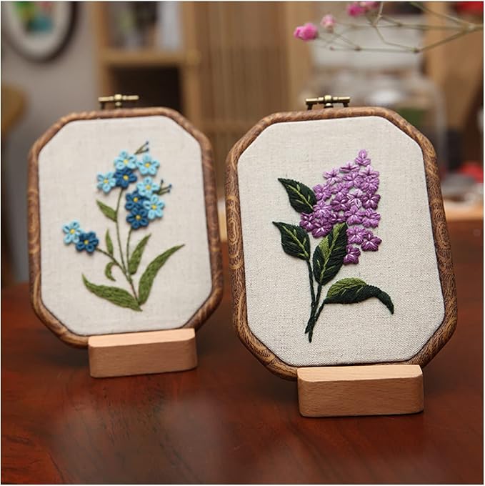 Maydear 3 Sets Embroidery kit for Beginners Adults,Embroidery Kit Punch Needle Kit Cross Stitch Kits with Embroidery Hoop and Instructions,Hand Embroidery Starter Kit (A)